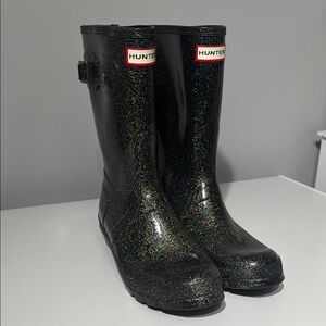 Hunter Black Glitter Rain Boots